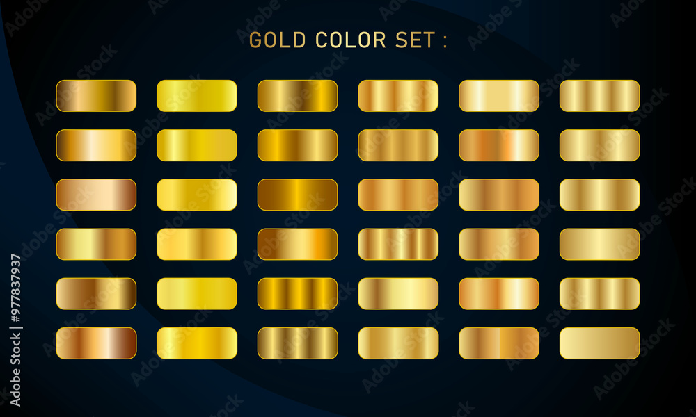 Premium gold Gradient color Palette. Chrome, Texture, and Surface ...