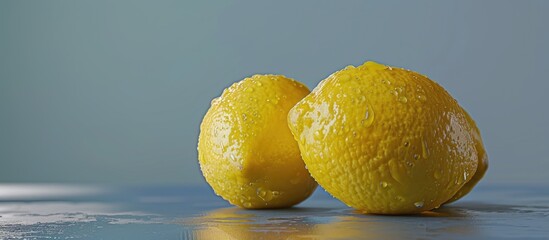 Sticker - Fresh organic yellow lemon fruit. Copy space image. Place for adding text and design