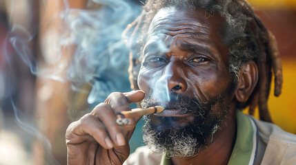 Wall Mural - jamaican man smoking