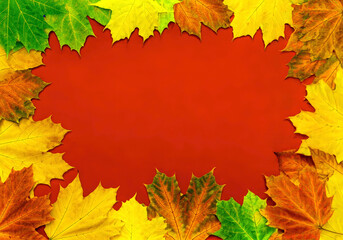 autumn falling leave as frame design natural banner poster product