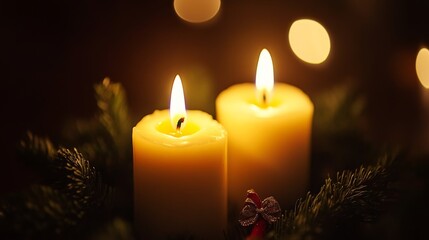 Candles ablaze on an advent wreath, heralding the arrival of the festive season