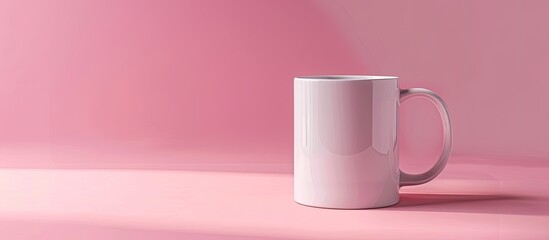 Poster - Ceramic mug mockup against a pink background studio shot. Copy space image. Place for adding text and design