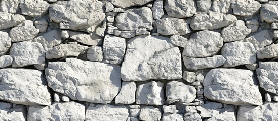 Old stone wall made of white stones. Copy space image. Place for adding text and design