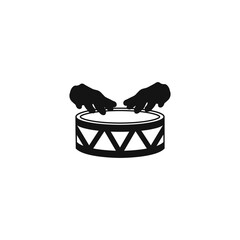 Poster - Hands playing the drum vector icon. Set of hand drums. Folk instruments percussion vector. Acoustic drummer. Black drum stylish vector icon.