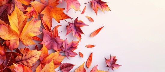 Wall Mural - Creative arrangement of vibrant autumn leaves Seasonal theme Copyspace provided