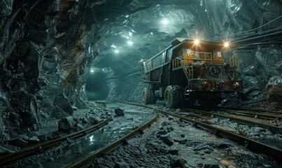 Mining truck in a coal mine