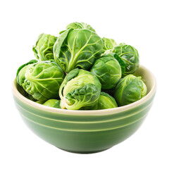 Poster - vibrant green brussel sprouts with a fresh earthy aroma are piled high in a green bowl