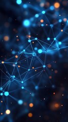 Fototapete - The visual displays a network of luminous nodes and connections representing technology and data flow