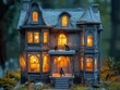 © Pure Imagination - A Miniature Haunted House with Illuminated Windows and Figures