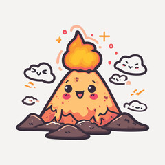 Poster - Cute cartoon volcano eruption