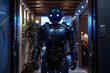 © Vera - Young Male Humanoid Robot Standing At The Entrance, robot, security, ai, artificial, guard, intelligence, code, bodyguard, tech, machine, technology, future, agent, 4, 0, service, industry