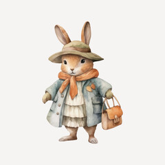 Poster - Adorable rabbit in vintage attire