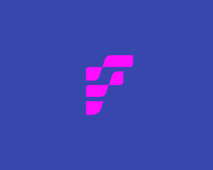 Fototapete - Abstract letter F logotype from different shapes. Creative monogram identity vector sign. Fast speed sign.