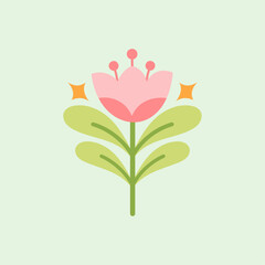 Sticker - Vector floral elements design. Cute illustration with leaves. Modern template for social media, print, product, emblem. 