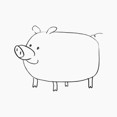 Sticker - Simple hand-drawn pig illustration