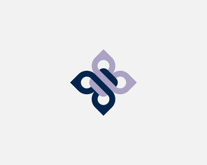Poster - creative butterfly line logo. universal cross plus icon. solid vector logotype.