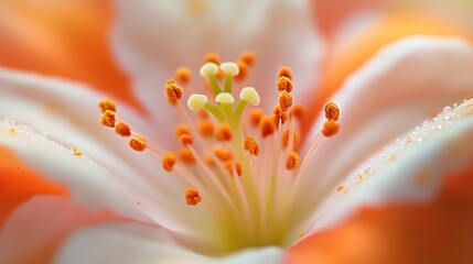 Canvas Print - Close-up of a flower's stamen and pistil with dew drops