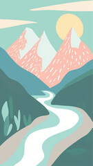 Wall Mural - Abstract mountain landscape illustration