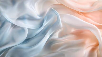 Canvas Print - Transparent pastel-colored silk fabric flowing gently in the wind, frozen in motion for a delicate effect