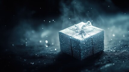 Sticker - A Silver Gift Box Wrapped in Smoke and Light