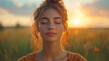 this Young woman practicing breathing exercises in a peaceful setting, focusing on mindfulness and relaxation.