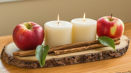 Apple Carthage Cavad y Kankukkean apple candles and cinnamon sticks 