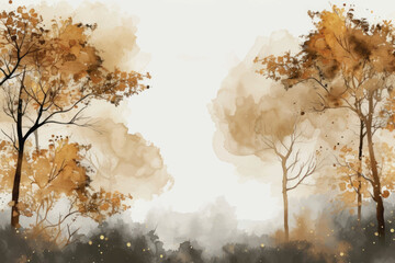 Autumn forest watercolor art