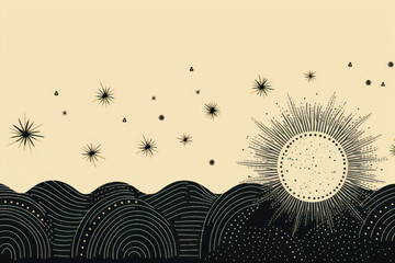 Poster - Abstract celestial sun and stars