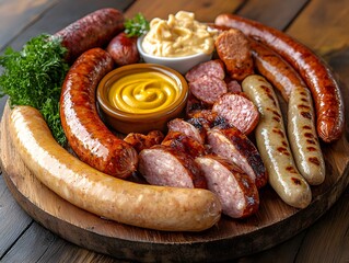 Sausage platter with various German sausage