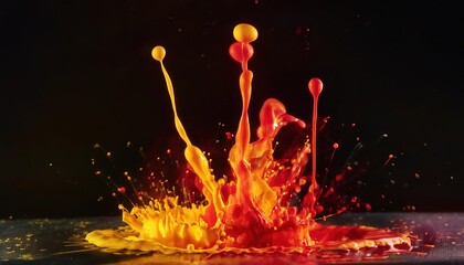 Poster - Vibrant Splashes of Red and Yellow Paint