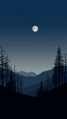 Sticker - Serene night mountain landscape