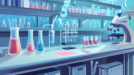 Laboratory equipment for genetic testing, biotechnology research, and scientific experimentation. Cloning Lab. Illustration