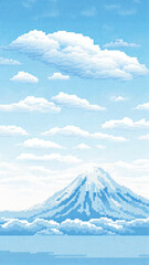 Poster - Pixelated serene mountain landscape