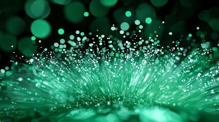 Aufkleber - Bright green particles erupt dynamically in all directions, creating an energetic display that captivates the imagination and evokes a cosmic wonder on a dark canvas.