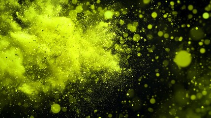 Poster - Radiating outward, green particles create a stunning explosion that fills the space with bright energy. The cosmic theme unfolds as particles scatter, enhancing the sense of motion and depth.