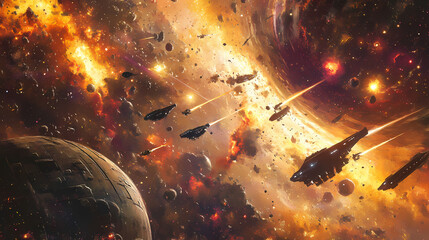 Space opera battle illustration. Space Battle. Illustration