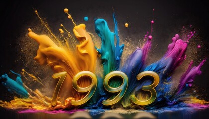 Poster - Vibrant Color Splash Artwork Featuring Year 1993