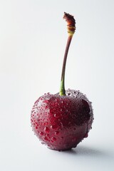 Poster - A close-up shot of a cherry with water droplets glistening on its surface