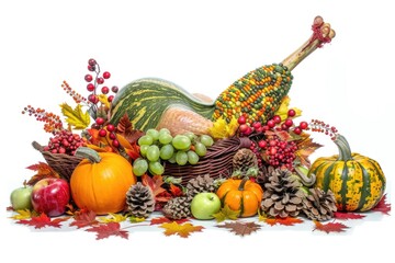 Poster - A colorful basket overflowing with various fruits and vegetables