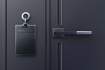Poster - A simple and dark-colored door with a metallic handle