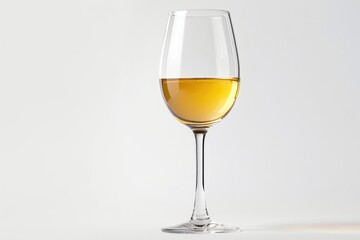 Poster - A glass of white wine sits alone on a table, ready for enjoyment