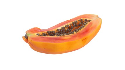 Fresh papaya cut into two halves, perfect for fruit arrangements or still life photography