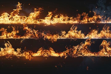 Poster - A bunch of fire flames on a black background