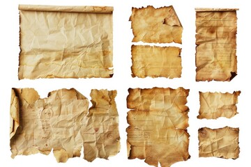Aufkleber - Collection of old torn paper pieces on a white background