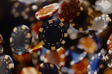Poster - Close up view of a stack of poker chips