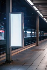 Poster - A quiet and deserted subway platform with a blank sign