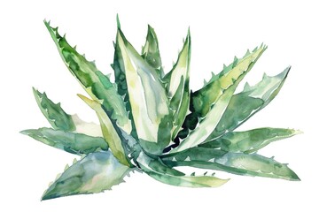 Wall Mural - A delicate watercolor painting of a green plant with intricate details