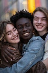 Leinwandbilder - A group of friends embracing each other, showing love and support