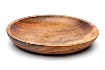 Poster - A simple wooden bowl placed on a clean white background