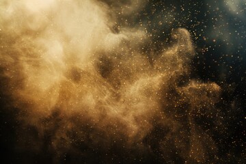 Poster - A close up view of a dust cloud suspended in air, captured against a dark black background